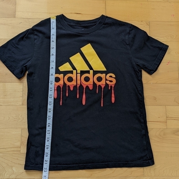 ADIDAS Black & Yellow Slimeb Logo Crewneck Tee Medium @B6 - Picture 3 of 7